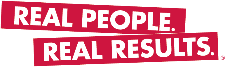 Image of real people, real results text